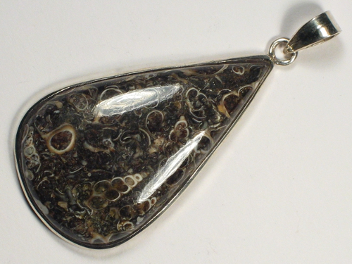 Snail agate pendant oval w/silver 4,7cm
