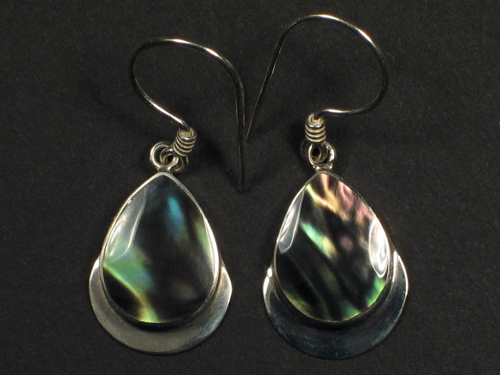 Black Rainbow earring pair w/silver 2cm