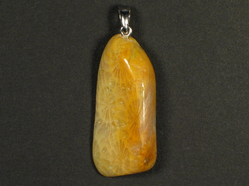 Fossil coral pendant with silver loop 3,4x1,6cm