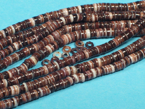 Pen shell beads 2+mm w/drillhole on mini-strand ~20cm