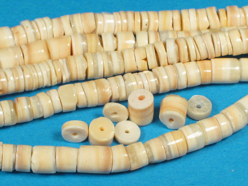 Melo shell beads round w/drillhole on mini-strand ~20cm
