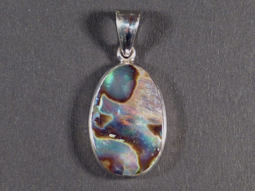 Paua-Anhnger oval m/Silber 2,7cm *Unikat*