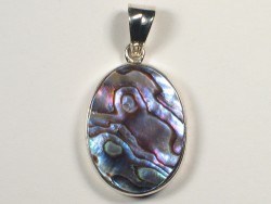 Paua pendant oval w/silver 2,6cm *unique*