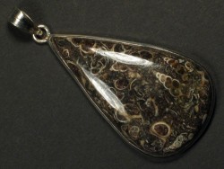 Snail agate pendant oval w/silver 4,7cm