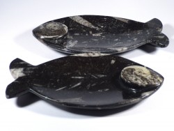 Fossilien-Marmor-Schale mit Ammonit *schwarz* 14,5cm