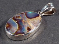 Paua Pendant oval w/silver 2,7cm *unique*