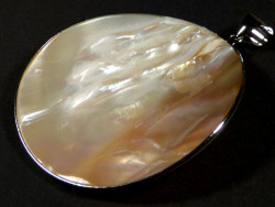 Süßwassermuschel-Anhänger rund mit Perlen 5,5cm *Unikat*